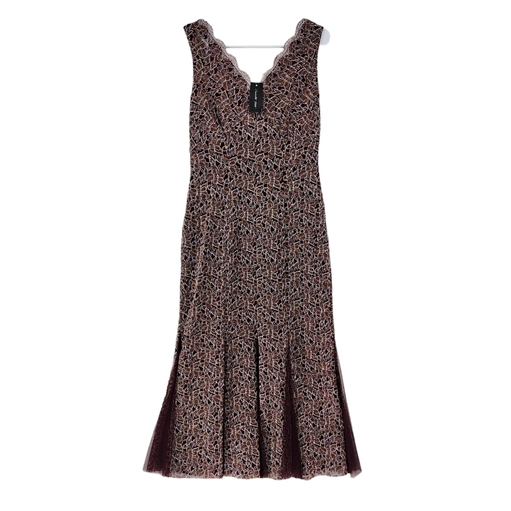 Women's Floral Scallop Lace V-Neck Godet Skirt Prom Dress - MP